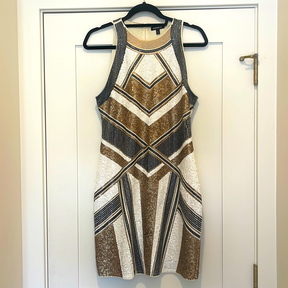 Black and Gold sequins cocktail dress